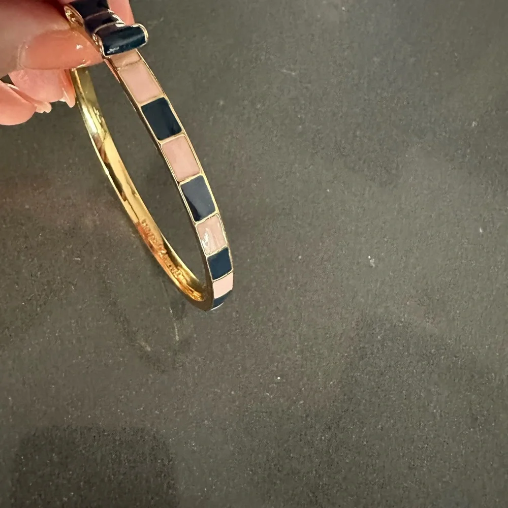 kate spade Gold Bow Bracelet with Navy and Blush Enamel - Picture 4 of 8